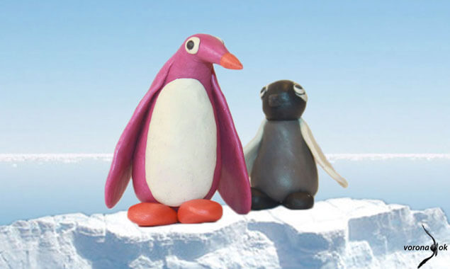 лепка пингвина из пластилина